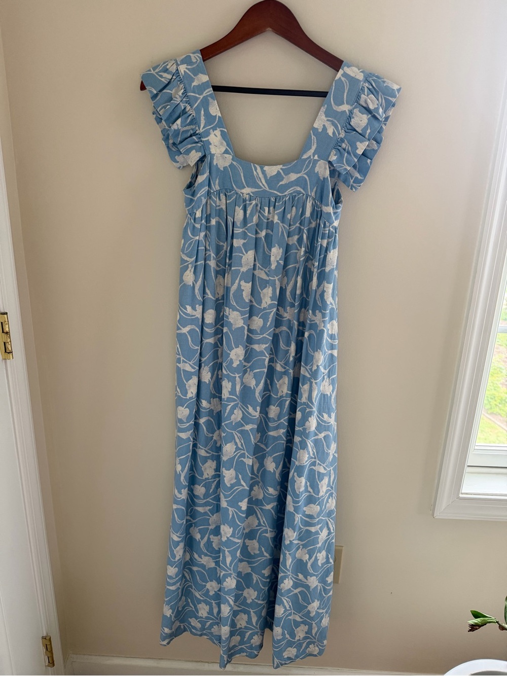 Target Blue and White Floral Maxi Dress with Ruffle Sleeves
